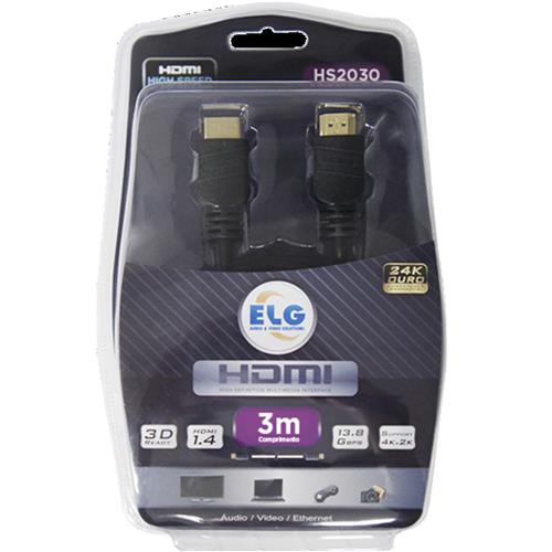 Cabo HDMI ELG 3 Metros 1.4 c/Ethernet - HS2030