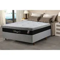 Cama Box Cristalflex Imperial Casal 138x188X60cm Molas Ensacadas - Preto/Cinza