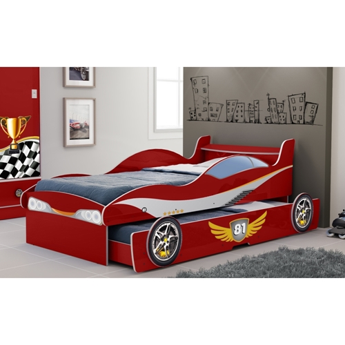 Mini Cama Infantil Carro de Corrida Vermelho