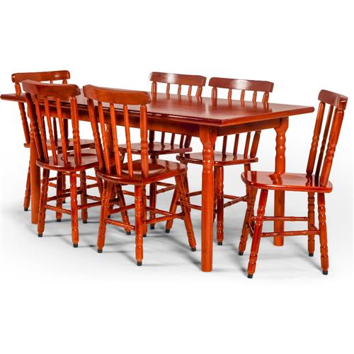 Conjunto de Mesa Madeira Maciça com 6 Cadeiras Essência - Mel