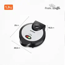 Máquina de Waffle Mondial Waffle Maker GW-01 com Chapas Antiaderentes Preto/Inox
