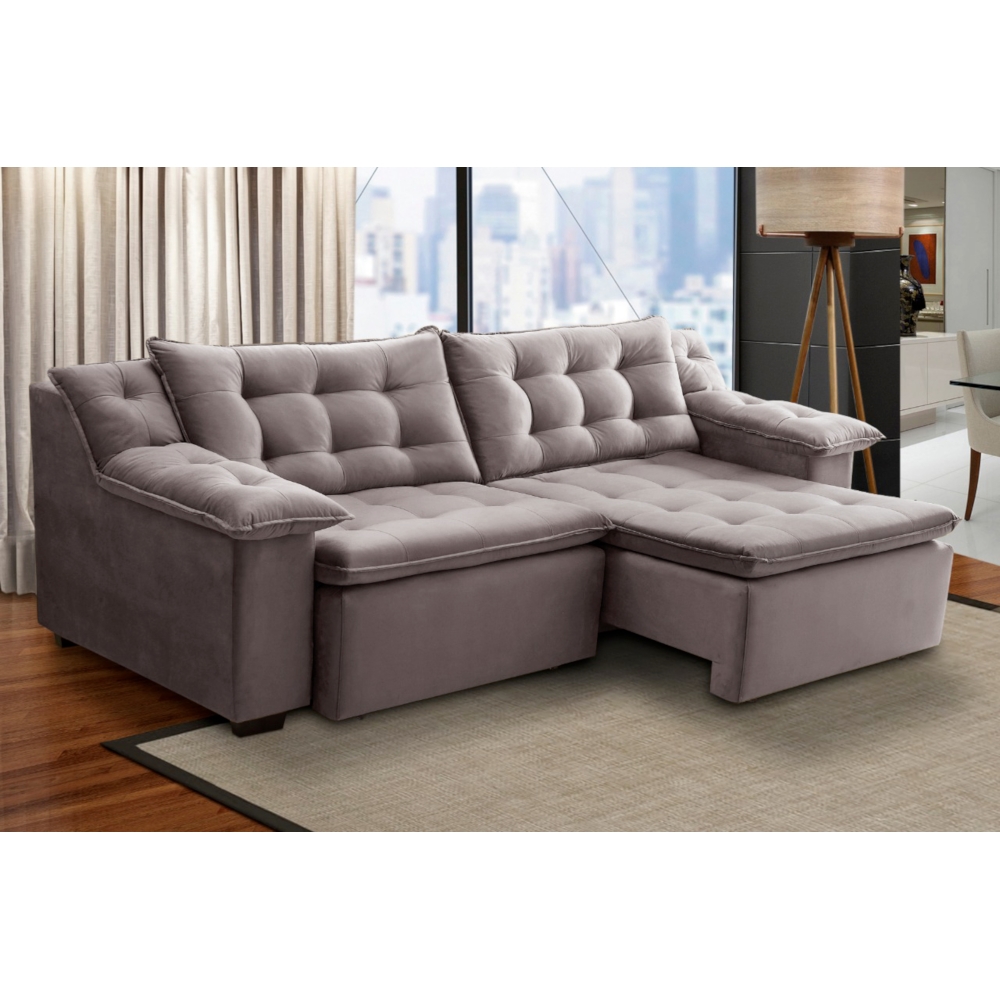 Sofá Umaflex Confort 250cm 4 Lugares Assento Retrátil Schumann