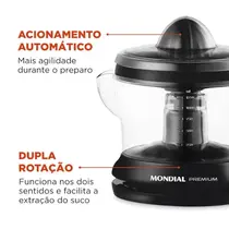 Espremedor de Frutas Mondial Premium E-02 com Cone Extra e Acionamento Automático Preto