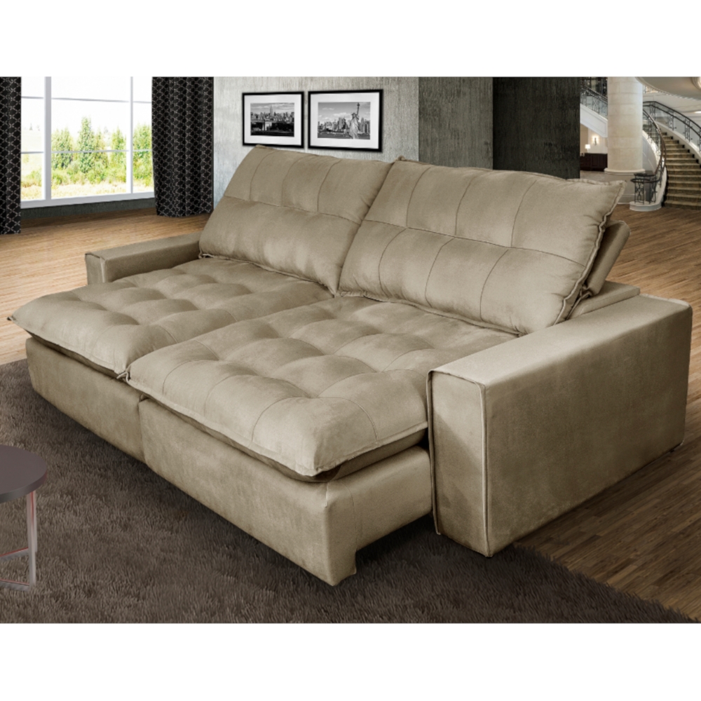 Sofá Gralha Azul Lagoon 246cm 3 Lugares Encosto Reclin Schumann