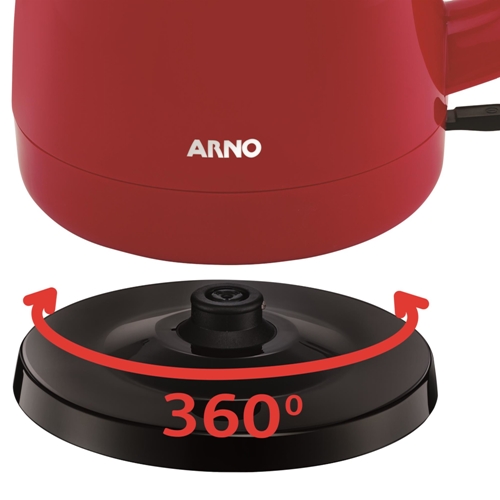 Chaleira Elétrica Arno Uno KF06 1,5 Litros com Desligamento Automático e  Base 360° Vermelho