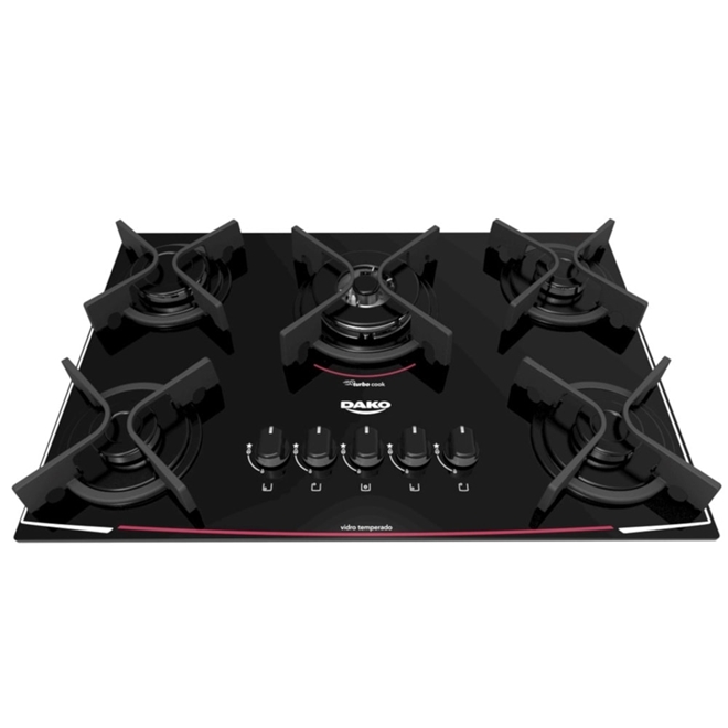 Cooktop 5 Bocas a Gás Dako DC5VTZPS0 Preto Bivolt Schumann