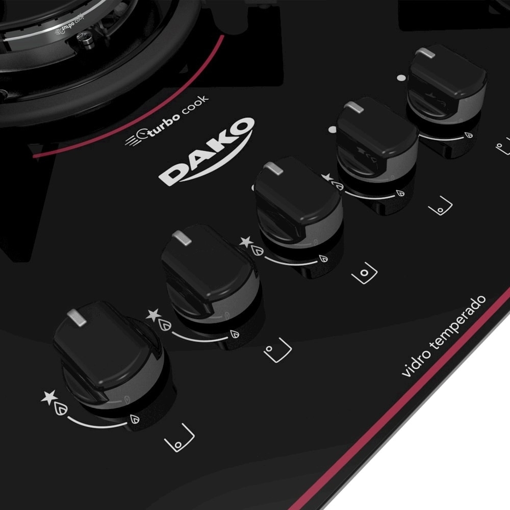 Cooktop 5 Bocas a Gás Dako DC5VTZPS0 Preto Bivolt Schumann