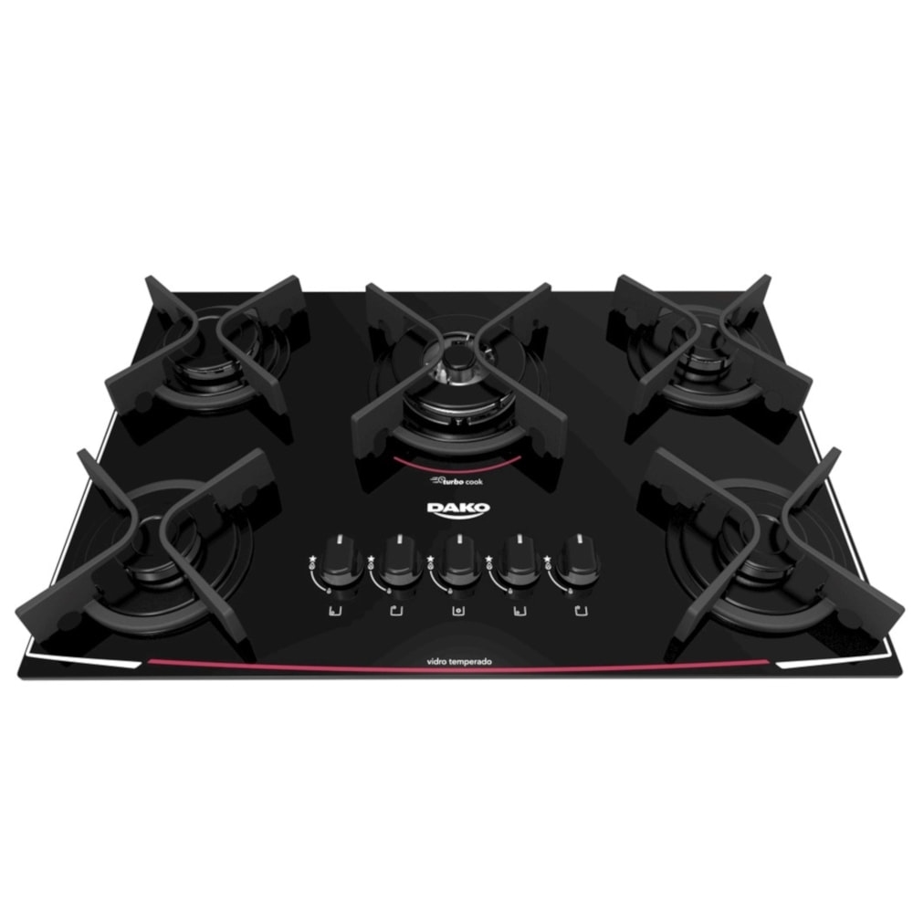 Cooktop 5 Bocas a Gás Dako DC5VTZPS0 Preto Bivolt Schumann