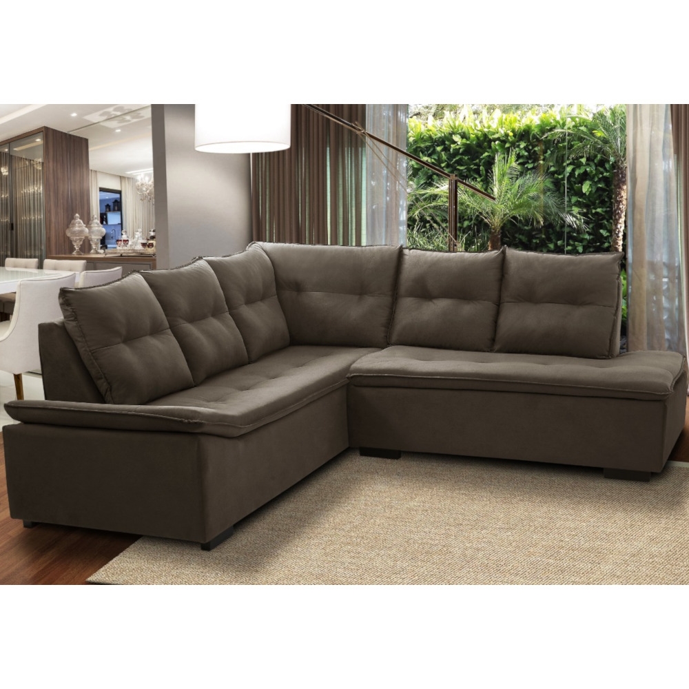 Sofá de Canto Bahamas Umaflex 3 Lugares 210cm Veludo A Schumann