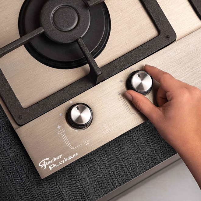 Cooktop 4 Bocas a Gás Fischer Platinium Prime Inox Biv Schumann