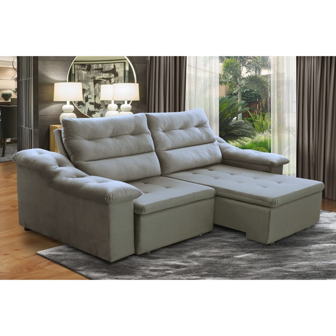 Sofá Umaflex 234cm 4 Lugares Assento Retrátil Schumann