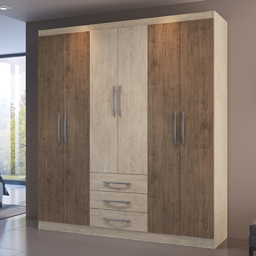 Guarda Roupa Casal Lisboa 6 Portas 3 Gavetas Doripel Schumann