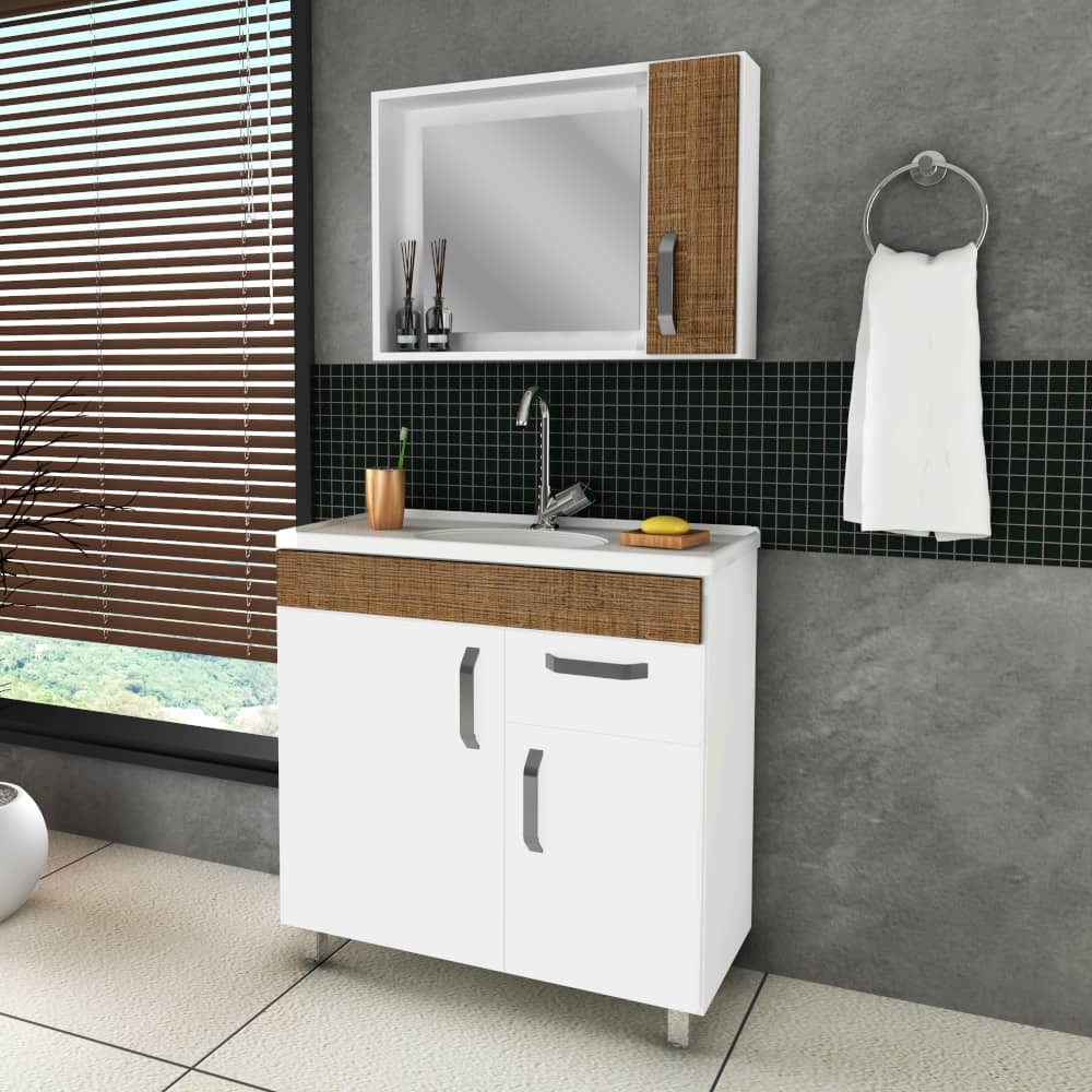 Gabinete para Banheiro com Pés Belizze Positano 80cm c | Schumann