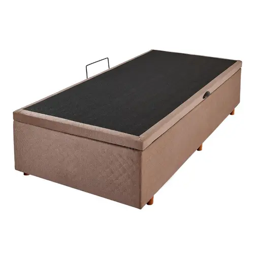 Base para Cama Box Solteiro com Baú Cristalflex Suede 88x188x36cm - Marrom