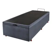 Base para Cama Box Solteiro com Baú Cristalflex Suede 88x188x36cm - Chumbo