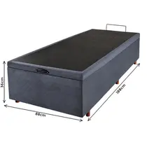 Base para Cama Box Solteiro com Baú Cristalflex Suede 88x188x36cm - Chumbo