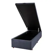 Base para Cama Box Solteiro com Baú Cristalflex Suede 88x188x36cm - Chumbo