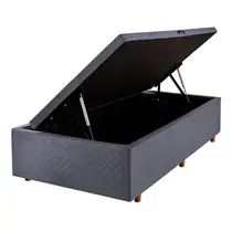 Base para Cama Box Solteiro com Baú Cristalflex Suede 88x188x36cm - Chumbo