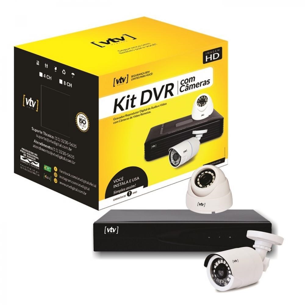 Kit de Segurança VTV DVR AHB 7004 T LM V3 2 Câmeras B Multisom