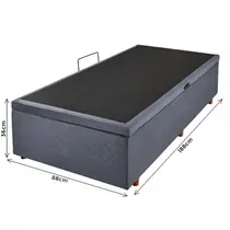 Base para Cama Box Solteiro com Baú Cristalflex Suede 88x188x36cm - Chumbo