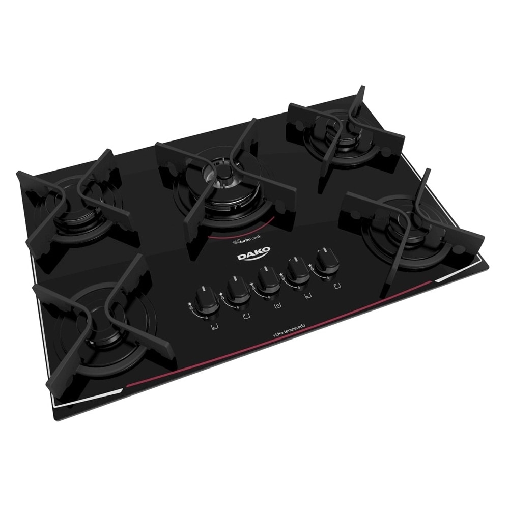 Cooktop 5 Bocas a Gás Dako DC5VTZPS0 Preto Bivolt Multisom