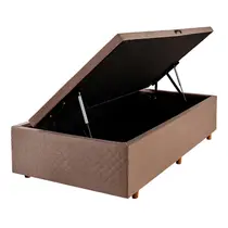 Base para Cama Box Solteiro com Baú Cristalflex Suede 88x188x36cm - Marrom