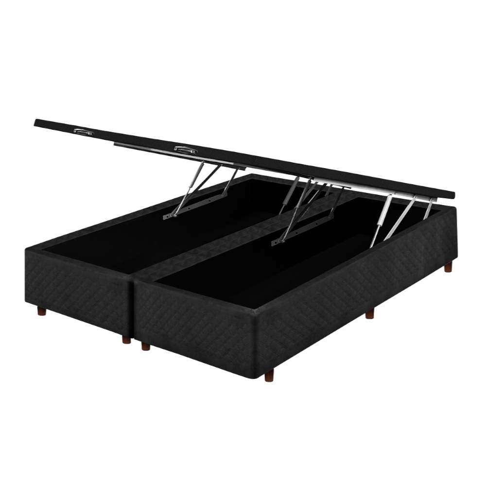 Base p/Cama Box Queen com Baú Cristalflex Suede Preto Schumann