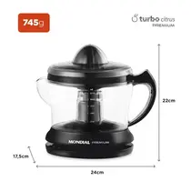 Espremedor de Frutas Mondial Premium E-02 com Cone Extra e Acionamento Automático Preto