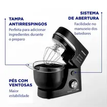 Batedeira Planetária Mondial BP-03 700W com 12 Velocidades e 4,5 Litros Preto