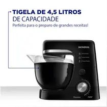 Batedeira Planetária Mondial BP-03 700W com 12 Velocidades e 4,5 Litros Preto