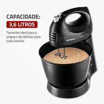 Batedeira Mondial Prática B-44-B 400W com 3 Velocidades + Função Pulsar Preto