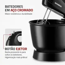 Batedeira Mondial Prática B-44-B 400W com 3 Velocidades + Função Pulsar Preto
