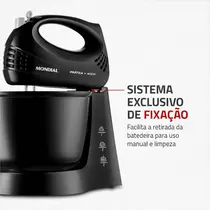 Batedeira Mondial Prática B-44-B 400W com 3 Velocidades + Função Pulsar Preto