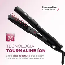 Prancha Mondial Tourmaline Ceramic P-15 30W com Cabo Giratório de 360° Preto
