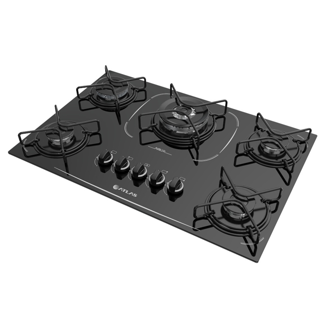 Cooktop 5B Atlas Agile Up Glass Automático TC Preto Bi Multisom