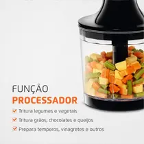 Mixer Mondial Power Premium M-07 500W 2 Lâminas e 2 Velocidades Preto/Inox
