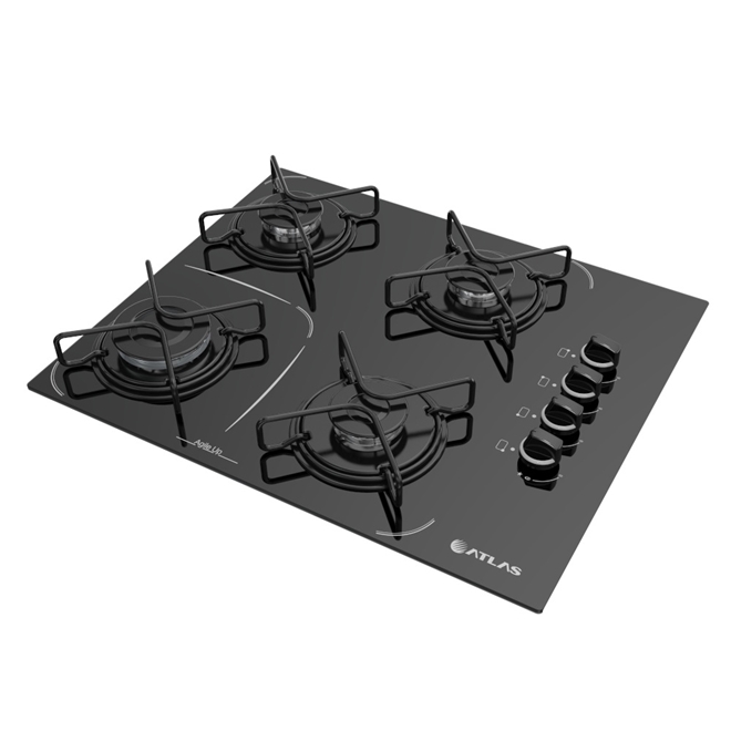 Cooktop 4 Bocas Atlas Agile Up Glass Preto Bivolt Schumann