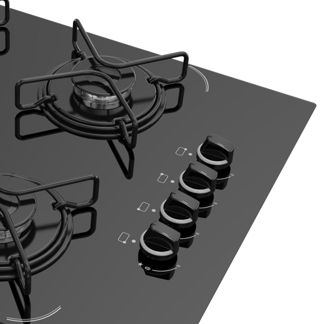 Cooktop 4 Bocas Atlas Agile Up Glass Preto Bivolt Schumann