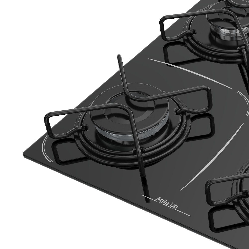 Cooktop 4 Bocas Atlas Agile Up Glass Preto Bivolt Multisom