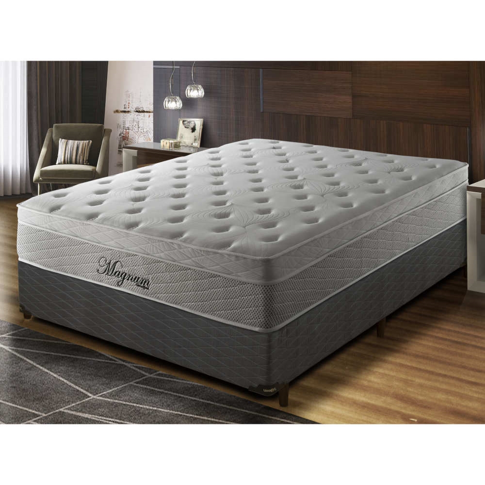 Cama Box Casal Umaflex Magnum com Molas Ensacadas Cinz Schumann