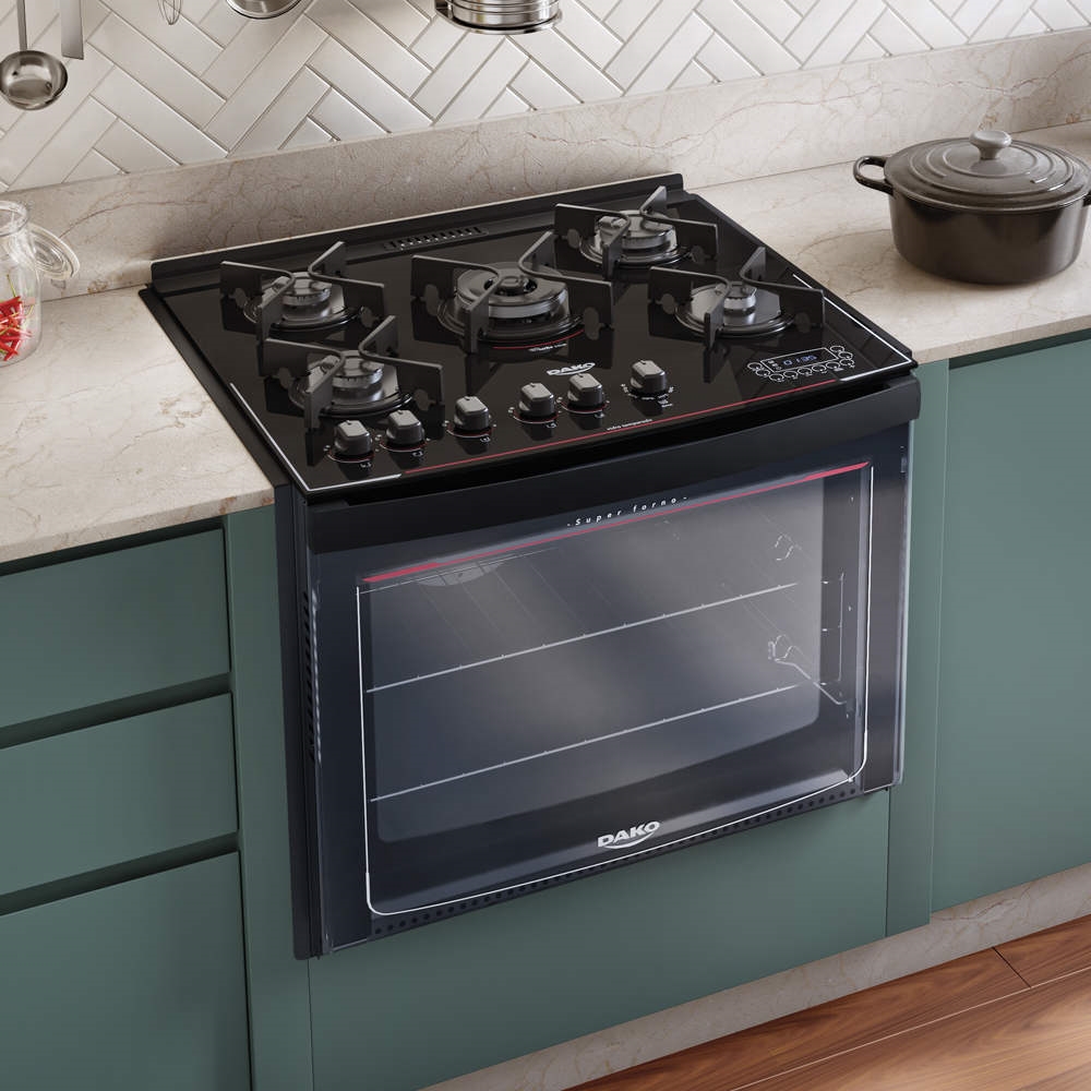 Fogão de Emb 5B Dako Turbo Glass DE5VTPF0 PtoBivolt Multisom