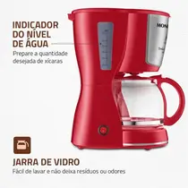Cafeteira Mondial Dolce Arome C-32-32X-R 800W 1,3 Litros Vermelho/Inox