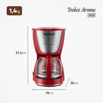 Cafeteira Mondial Dolce Arome C-32-32X-R 800W 1,3 Litros Vermelho/Inox