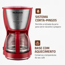 Cafeteira Mondial Dolce Arome C-32-32X-R 800W 1,3 Litros Vermelho/Inox