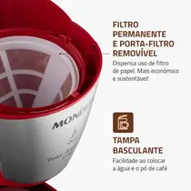 Cafeteira Mondial Dolce Arome C-32-32X-R 800W 1,3 Litros Vermelho/Inox