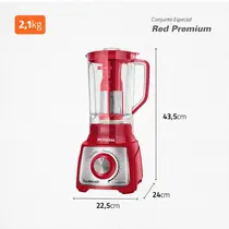 Conjunto Especial Mondial KT-111 com Batedeira e Liquidificador Vermelho/Inox