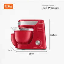 Conjunto Especial Mondial KT-111 com Batedeira e Liquidificador Vermelho/Inox