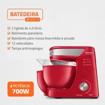 Conjunto Especial Mondial KT-111 com Batedeira e Liquidificador Vermelho/Inox