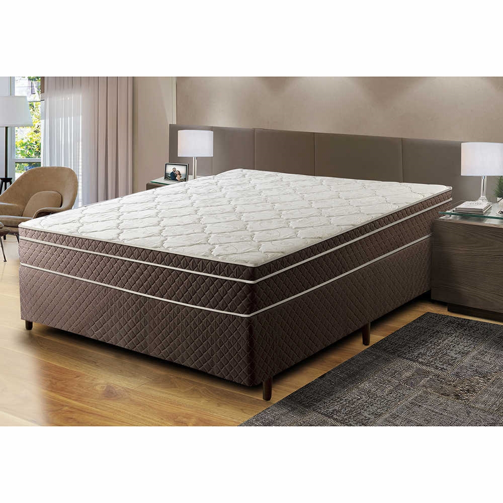 Cama Box Casal Umaflex Atenas Molas Ensacadas Marrom Schumann