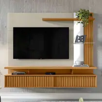 Painel Home para TV até 60 Polegadas 1,8m com Espelho e Ripado Linea Brasil Maragogi